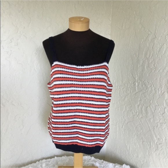 It’s Our Time sweater Tank top woman’s XXL orange white & blue stripe - Picture 1 of 10
